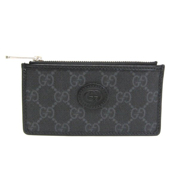 Gucci Interlocking G 697717 Leather GG Supreme Card Case Black - Picture 1 of 9